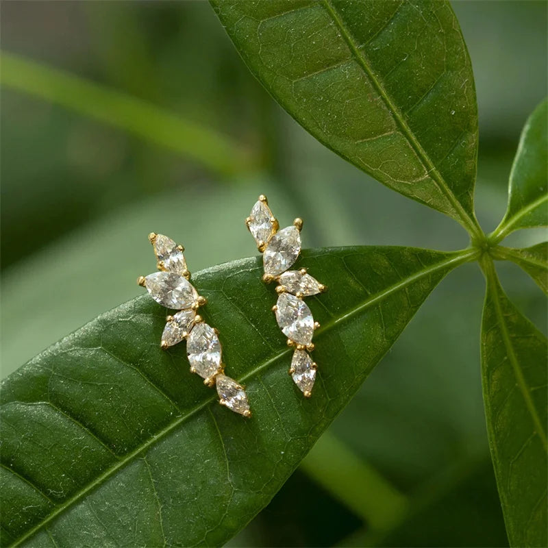 Crystal Leaf Stud Earrings