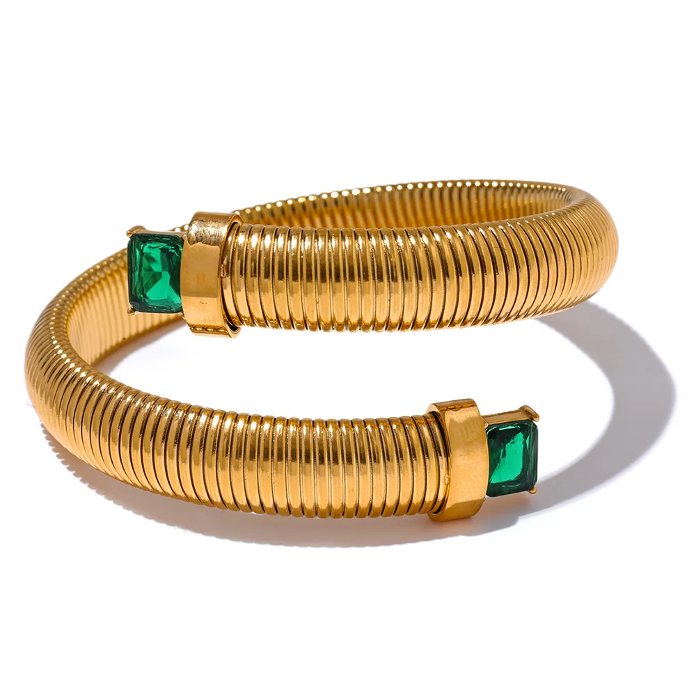 Colorful Zirconia Statement Cuff | White, Green & Black