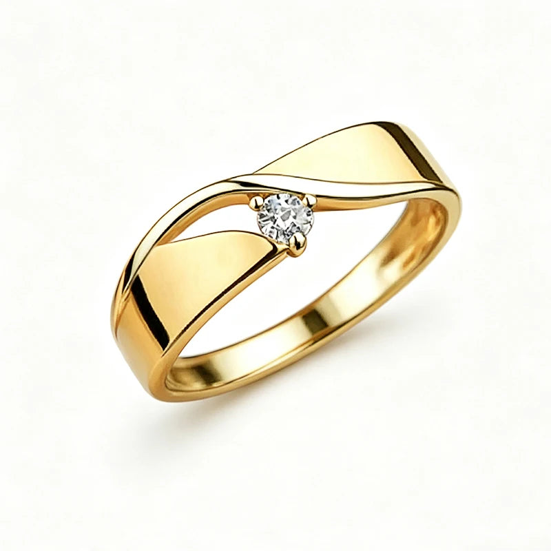 Twisted Band Cubic Zirconia Ring