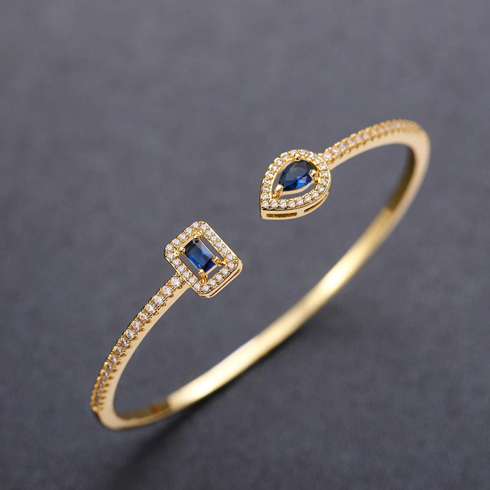 Cubic Zirconia Cuff Bangle | Gold & Silver-Tone