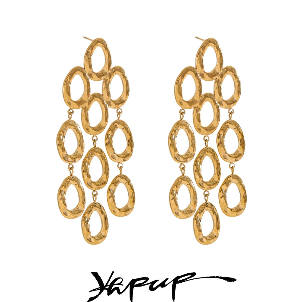 Sculptural Drop Dangle Earrings | Gold & Silver-Tone
