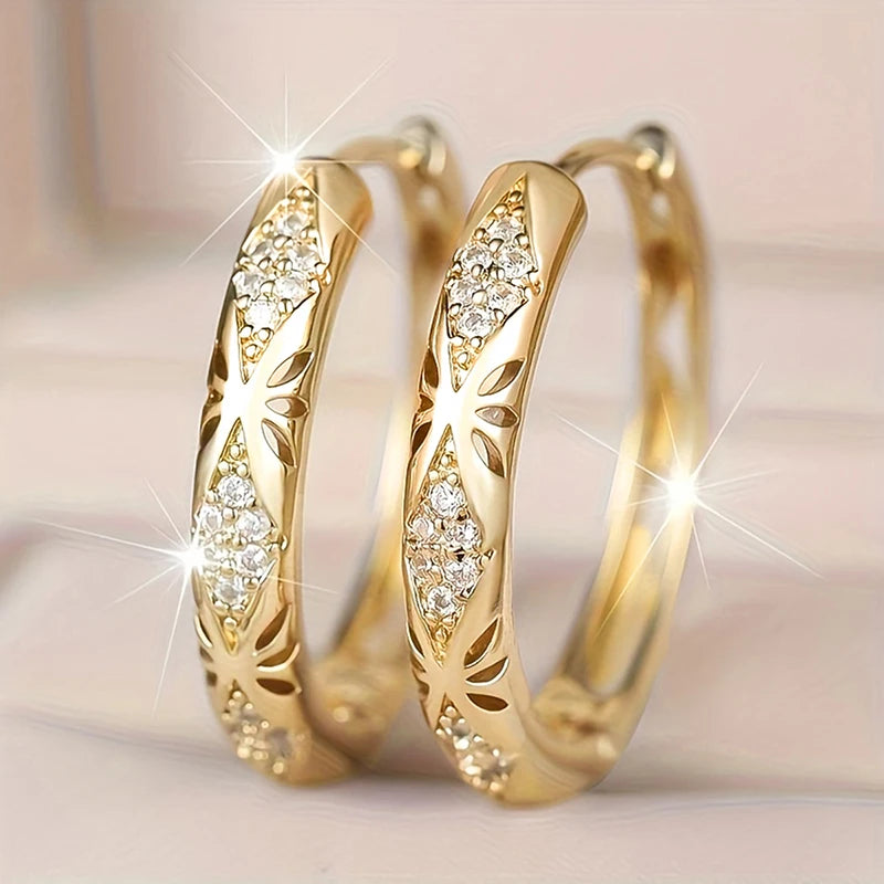 Patterned Hoop Earrings | Gold-Tone