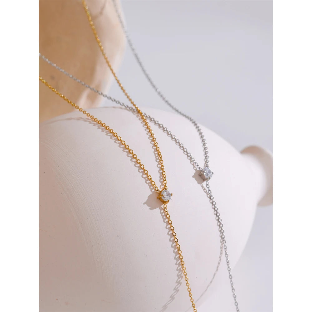 Cubic Zirconia Long Drop Necklace | Gold & Silver-Tone