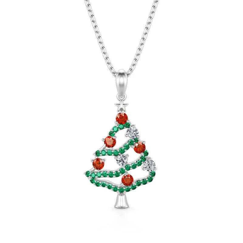 Christmas Tree Cubic Zirconia Pendant Necklace