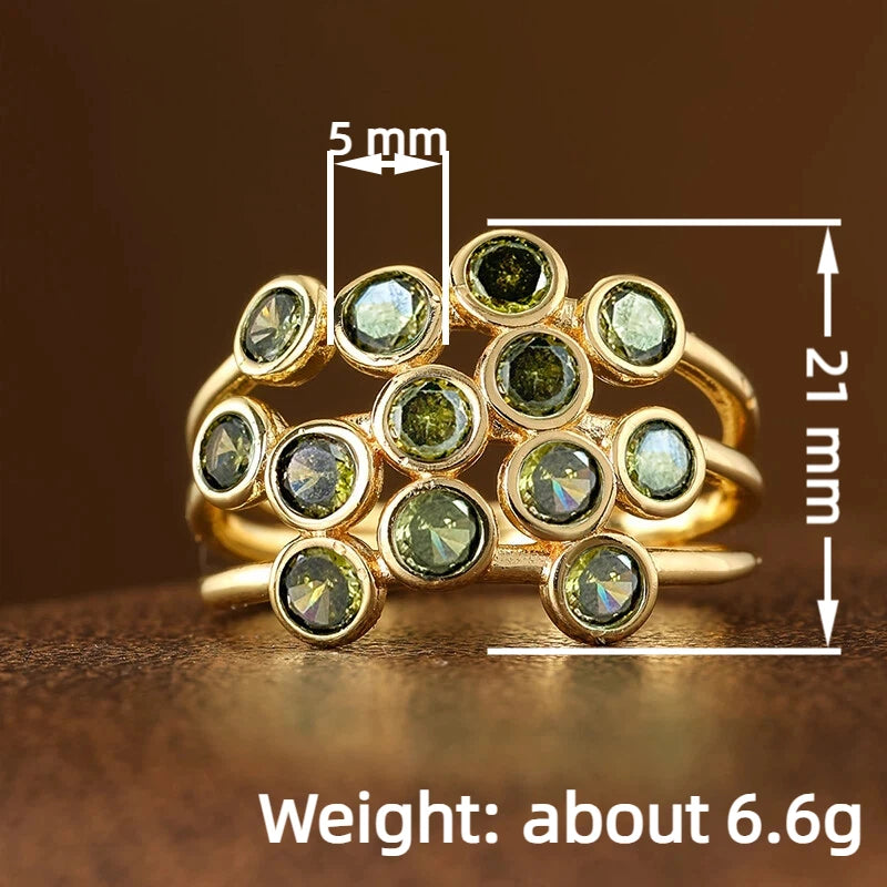 Olive Green Cubic Zirconia Wrap Ring
