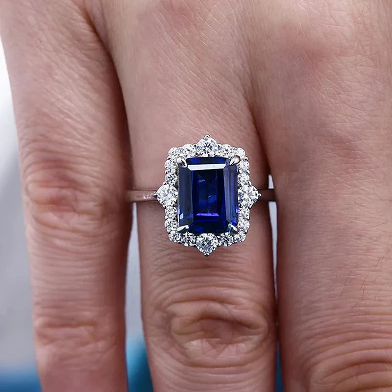 Blue Cubic Zirconia Statement Ring