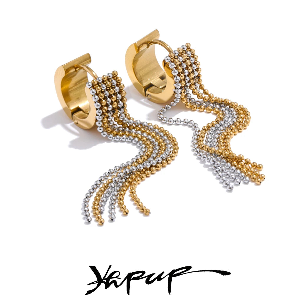 Long Chain Tassel Earrings | Gold, Silver & Mixed