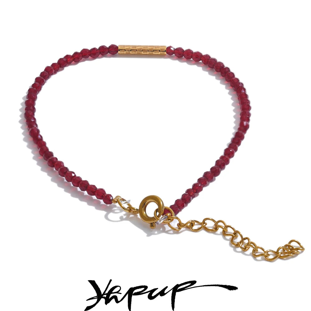 Red Crystal Beaded Bracelet | 20 cm