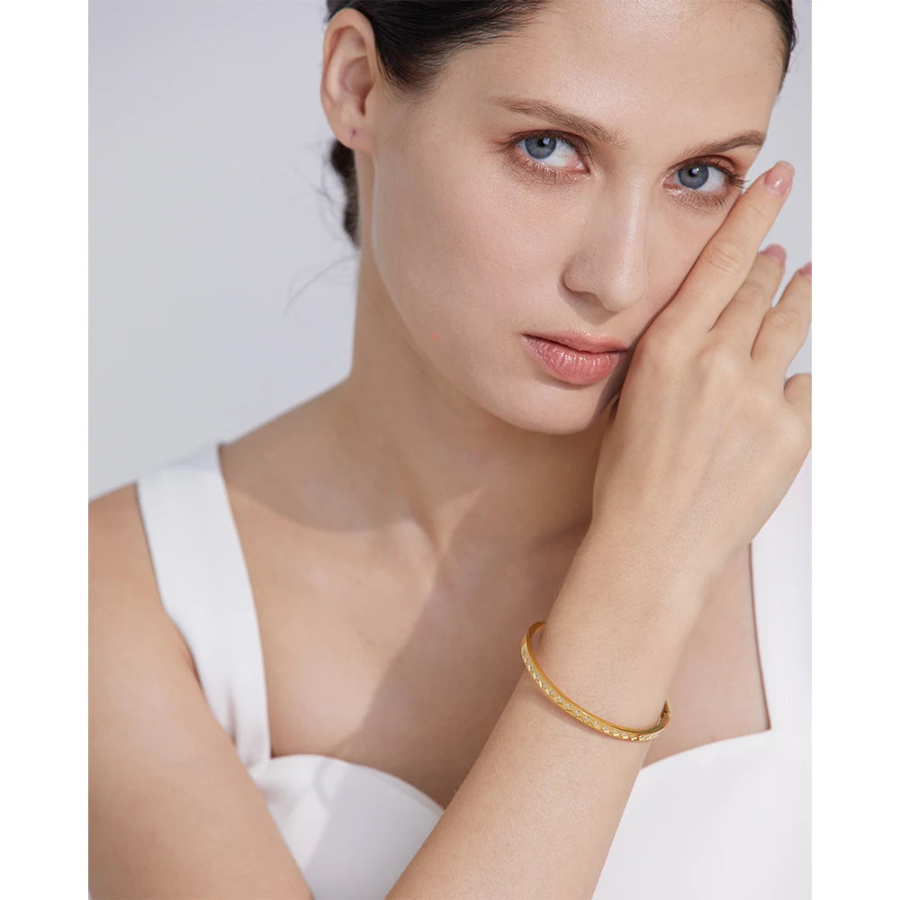 Cubic Zirconia Statement Bangle | Gold & Silver-Tone