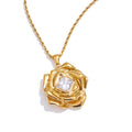 Sparkling Flower Pendant Necklace | Gold-Tone