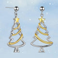 Two-Tone Christmas Tree Drop Earrings