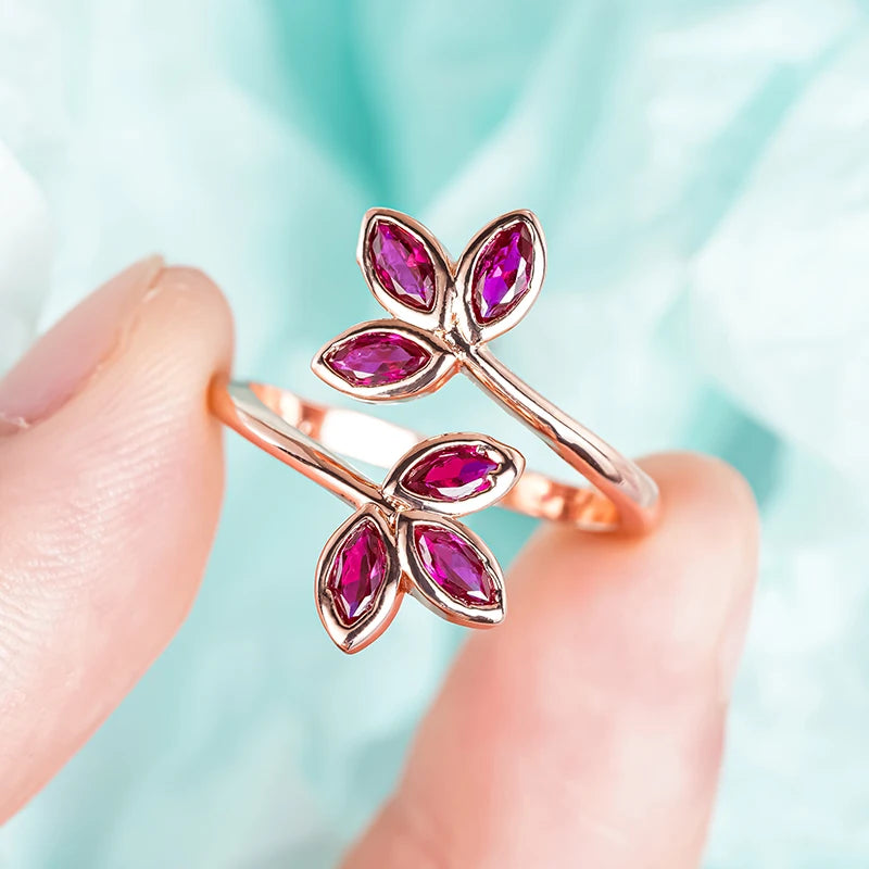 Rose Gold-Tone Floral Adjustable Ring