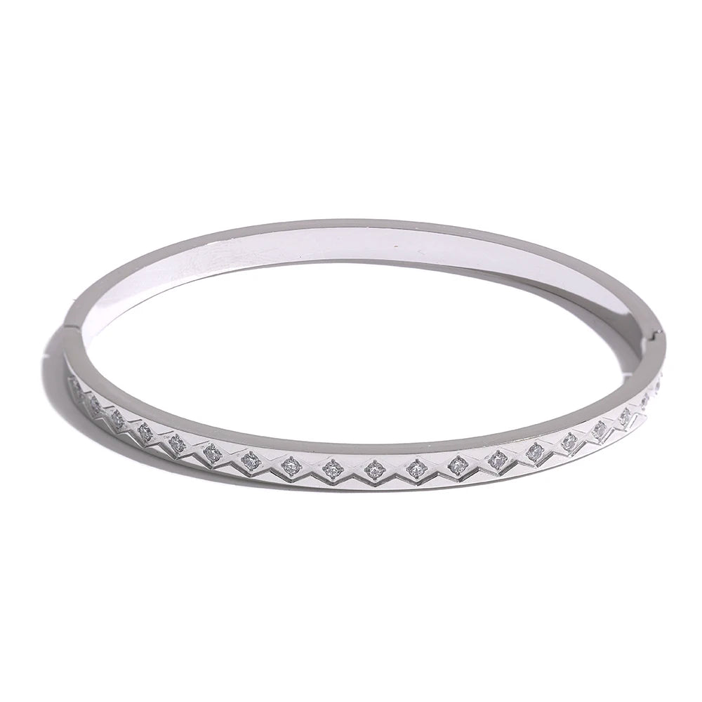 Cubic Zirconia Statement Bangle | Gold & Silver-Tone