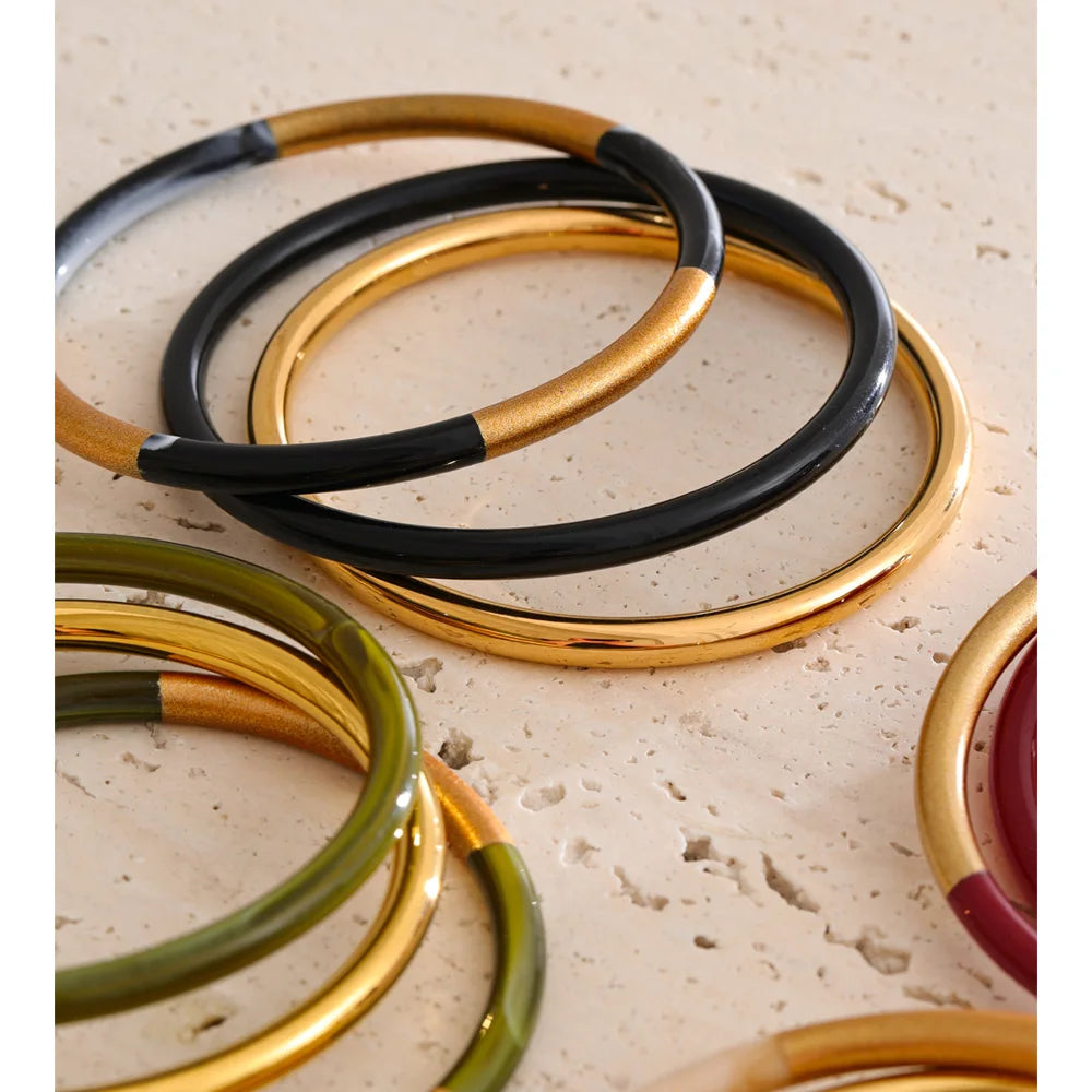 Colorful Resin-Accent Stacking Bangles | Choice of Colors