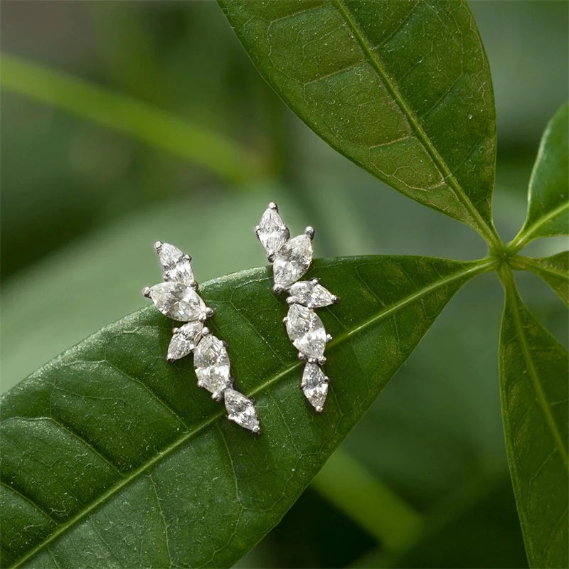 Crystal Leaf Stud Earrings