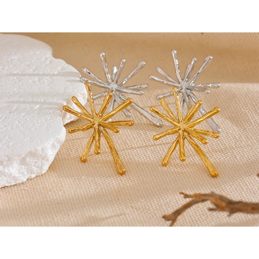 Textured Firework Stud Earrings | Gold & Silver-Tone