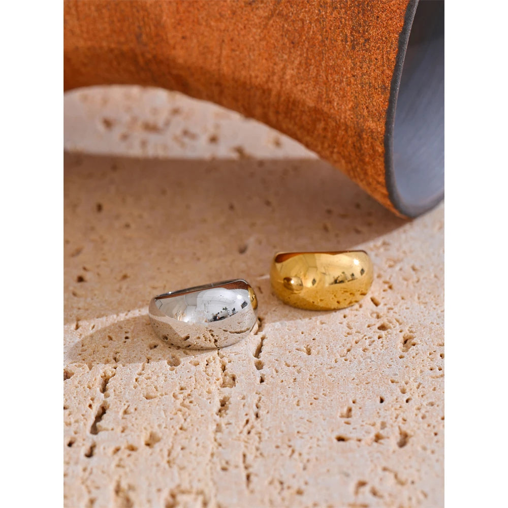 Sculpted Chunky Minimalist Ring | Gold & Silver-Tone