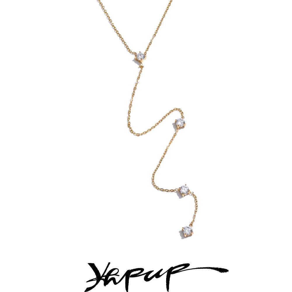 Cubic Zirconia Long Drop Necklace | Gold & Silver-Tone