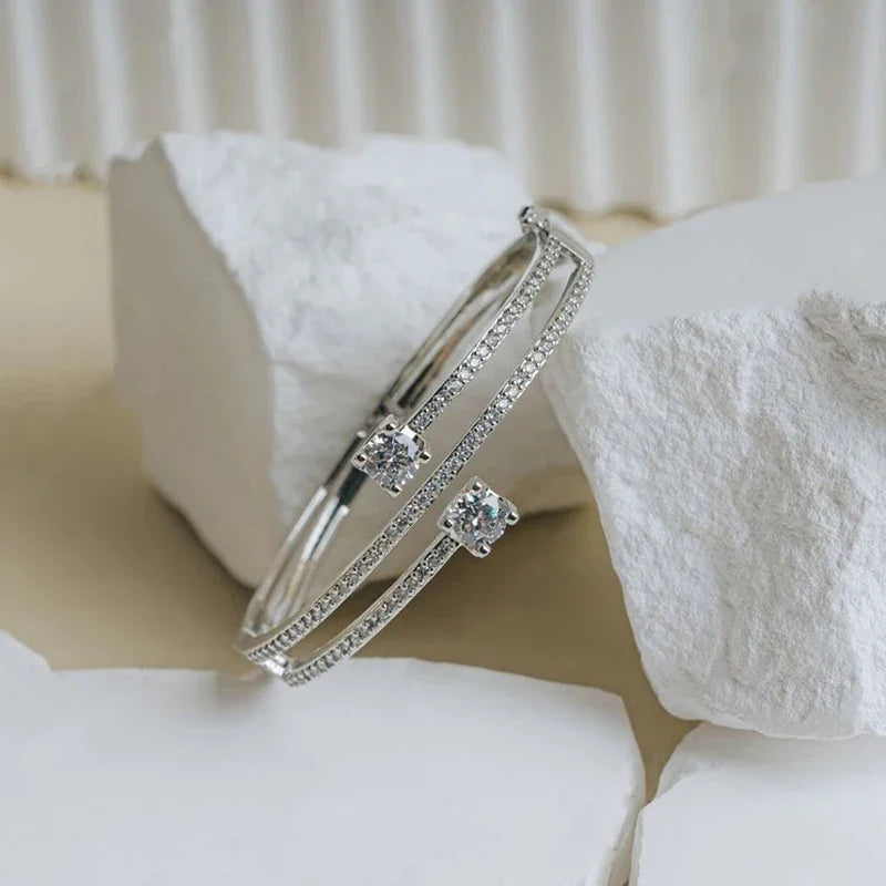 Triple-Layer Zirconia Statement Bangle