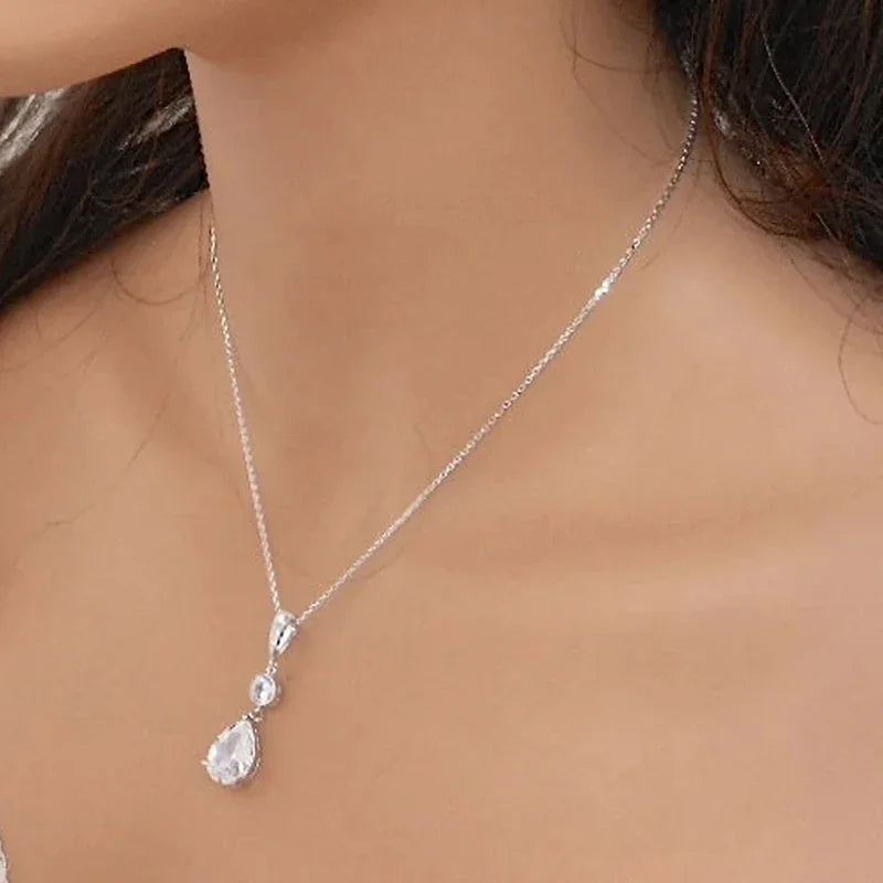 Teardrop Cubic Zirconia Pendant Necklace