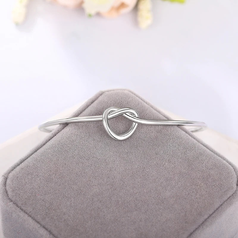 Silver-Tone Knot Open Bangle