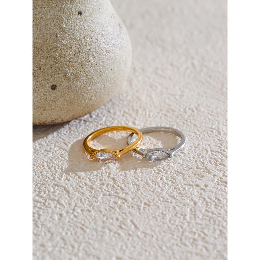Sparkling Cubic Zirconia Band Ring | Gold & Silver-Tone