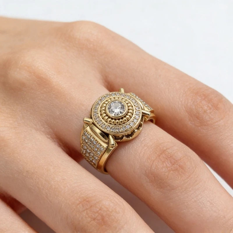 Round Halo Cubic Zirconia Statement Ring