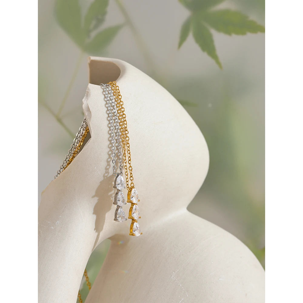 Teardrop Cubic Zirconia Necklace | Gold & Silver-Tone