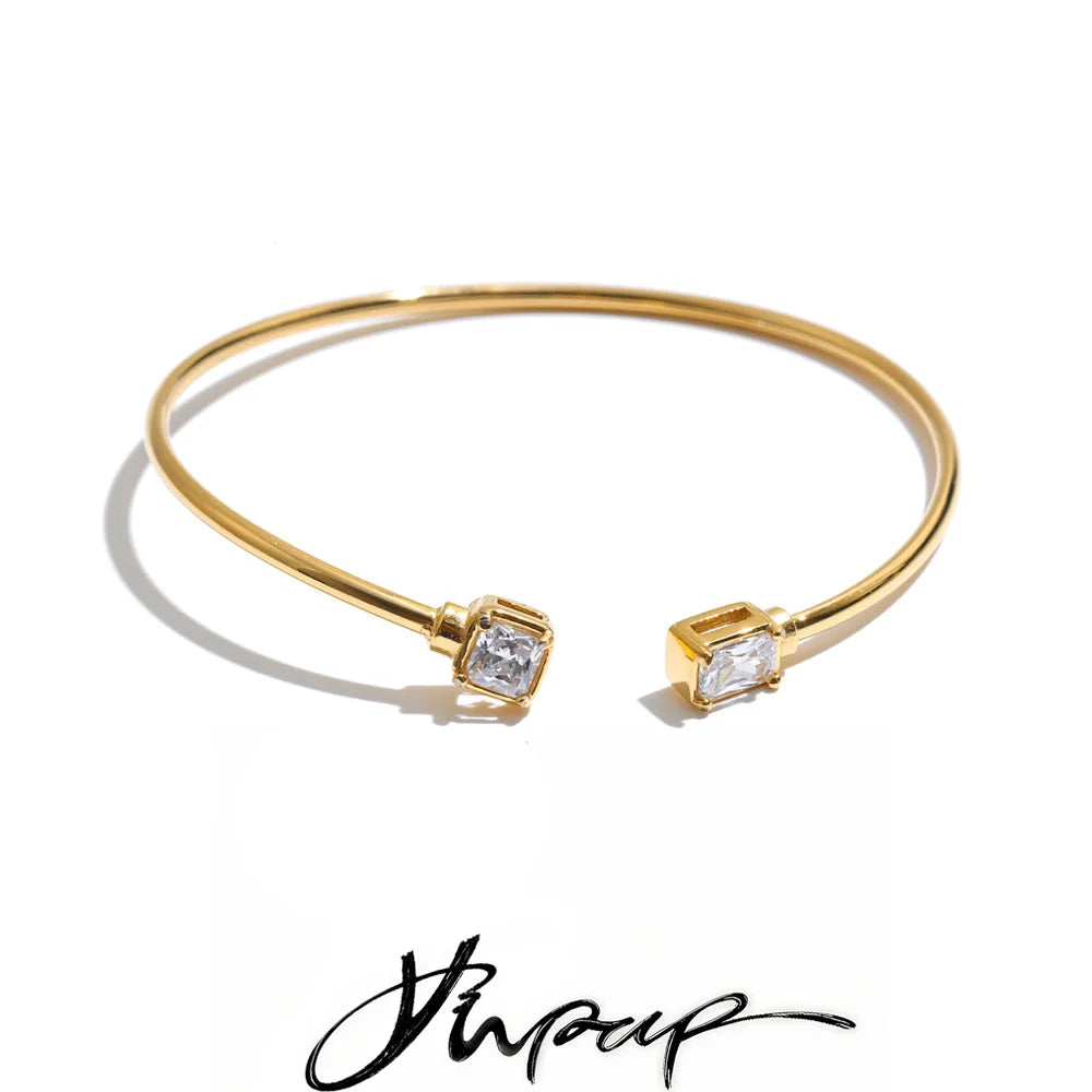 Heart & Square Zirconia Cuff Bracelet | Choice of Designs