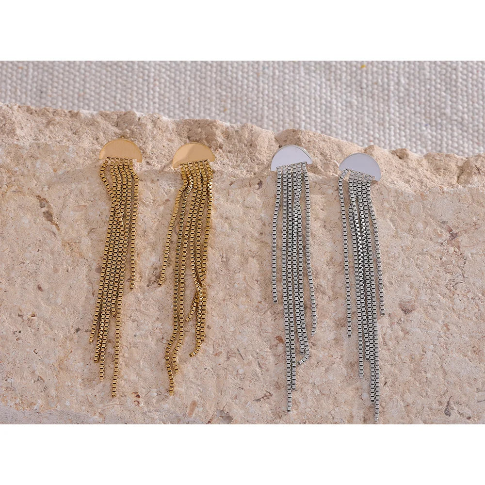 Long Tassel Drop Earrings | Gold & Silver-Tone
