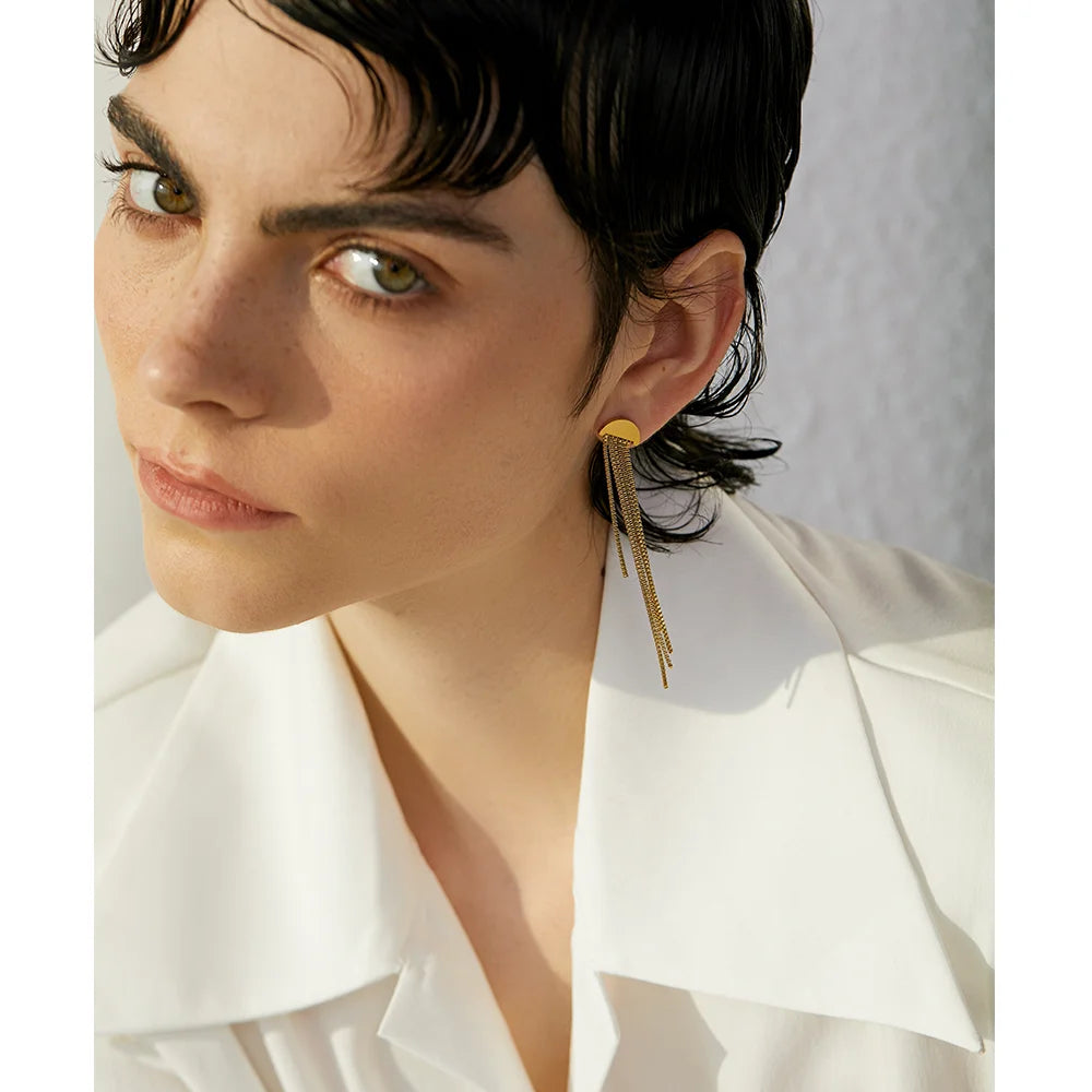 Long Tassel Drop Earrings | Gold & Silver-Tone
