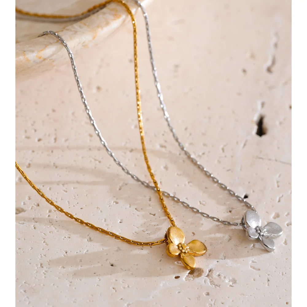 Petite Flower Pendant Necklace | Gold & Silver-Tone