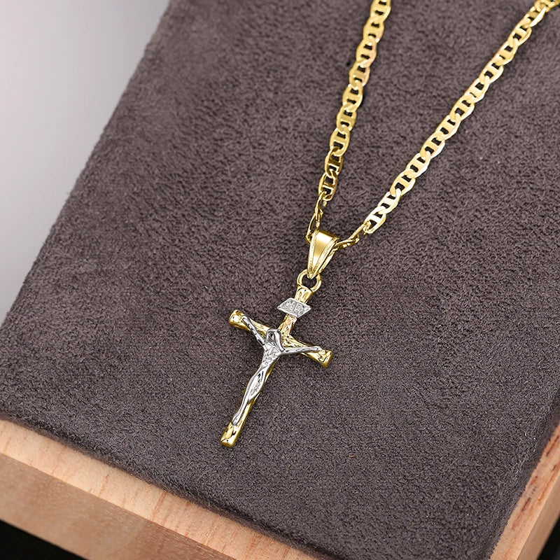 Two-Tone Cross Pendant Necklace | Unisex
