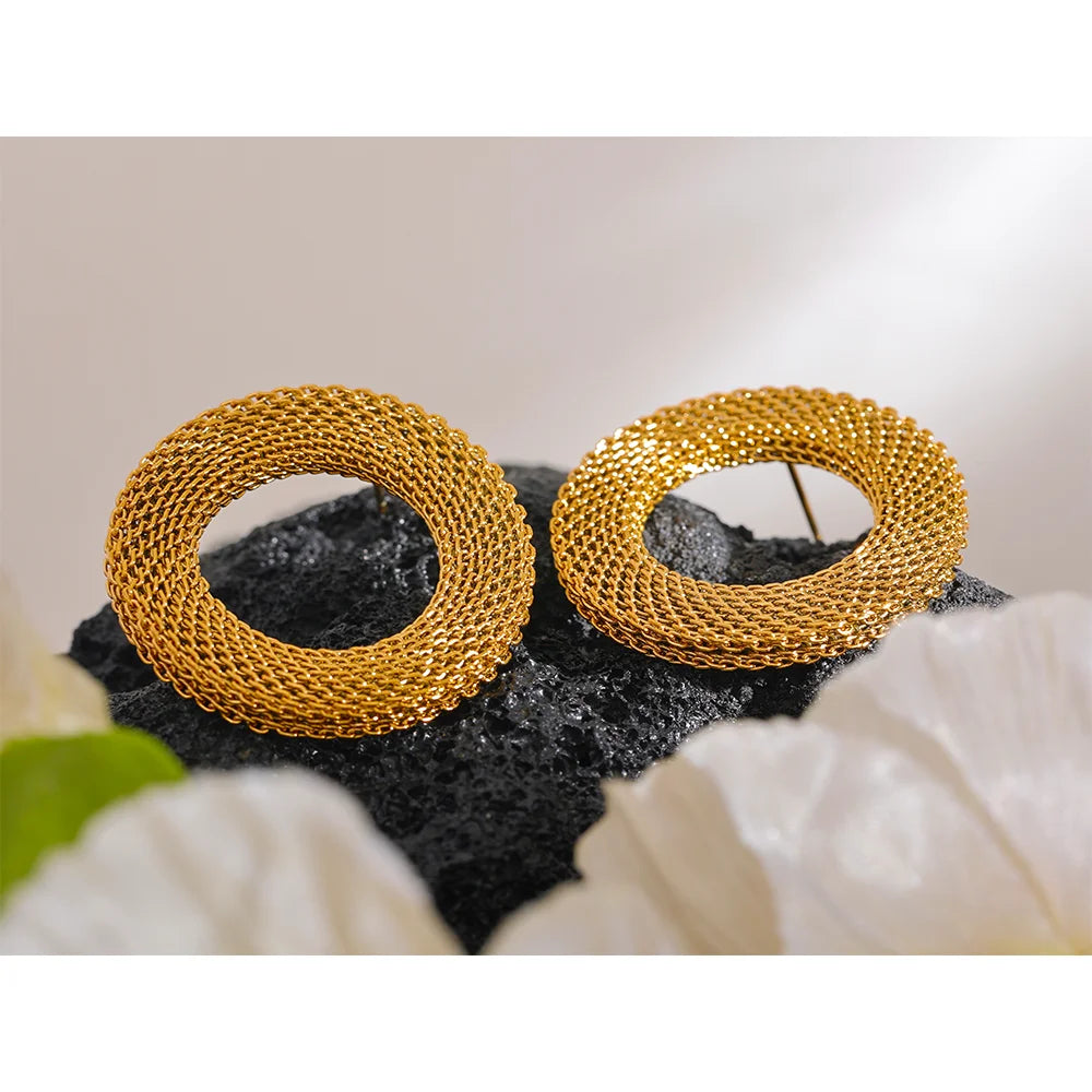 Oversized Hollow Circle Statement Earrings | Gold-Tone
