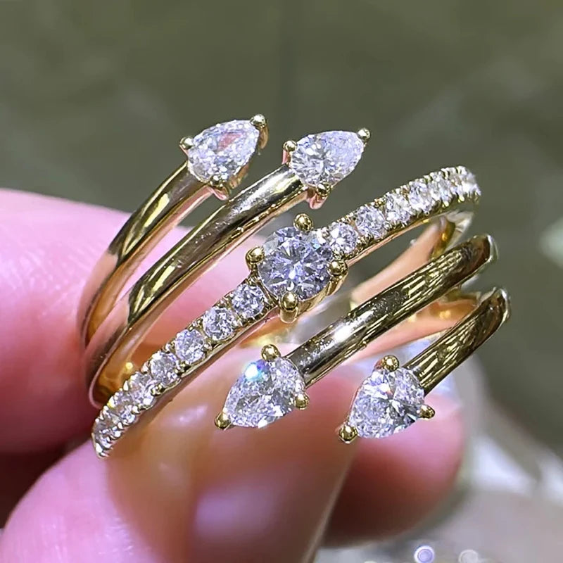 Marquise Cubic Zirconia Geometric Ring