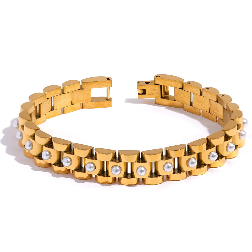 Pearl-Accent Cuban Chain Bracelet | Choice of Designs