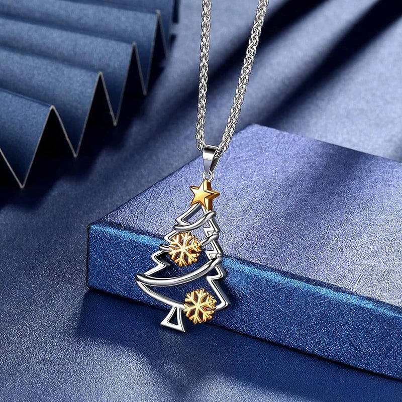 Two-Tone Christmas Tree Pendant Necklace | Festive Collection