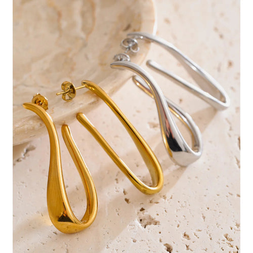 Chunky Geometric Huggie Earrings | Gold & Silver-Tone