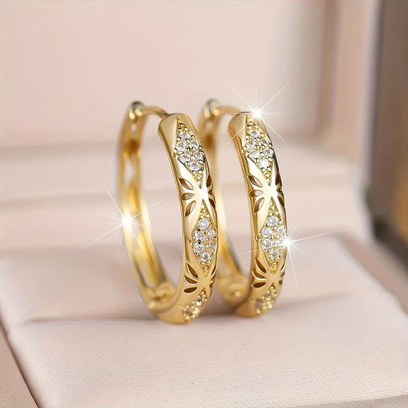 Patterned Hoop Earrings | Gold-Tone