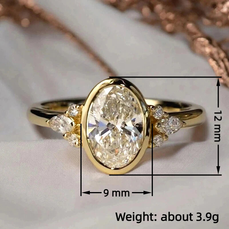 Oval Cubic Zirconia Ring | Gold-Tone