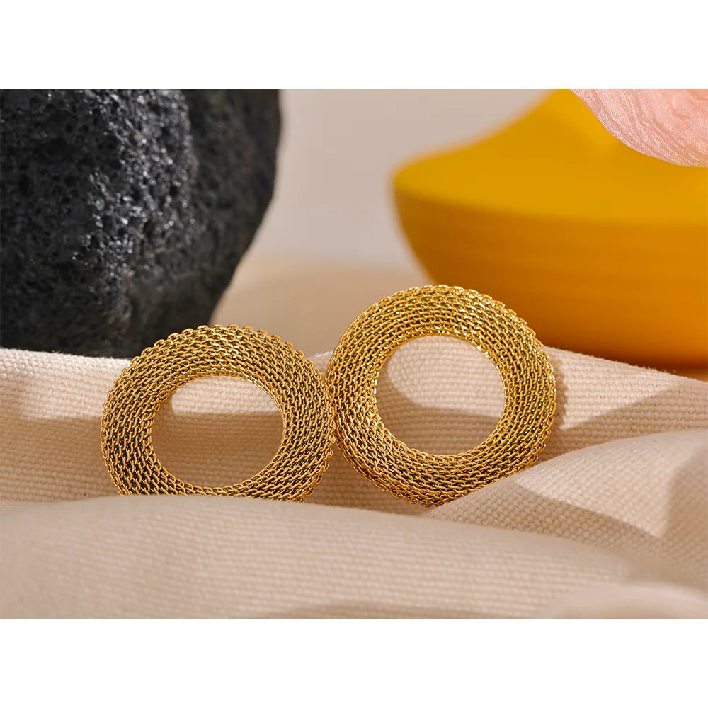 Oversized Hollow Circle Statement Earrings | Gold-Tone