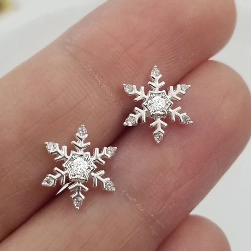 Crystal Snowflake Stud Earrings