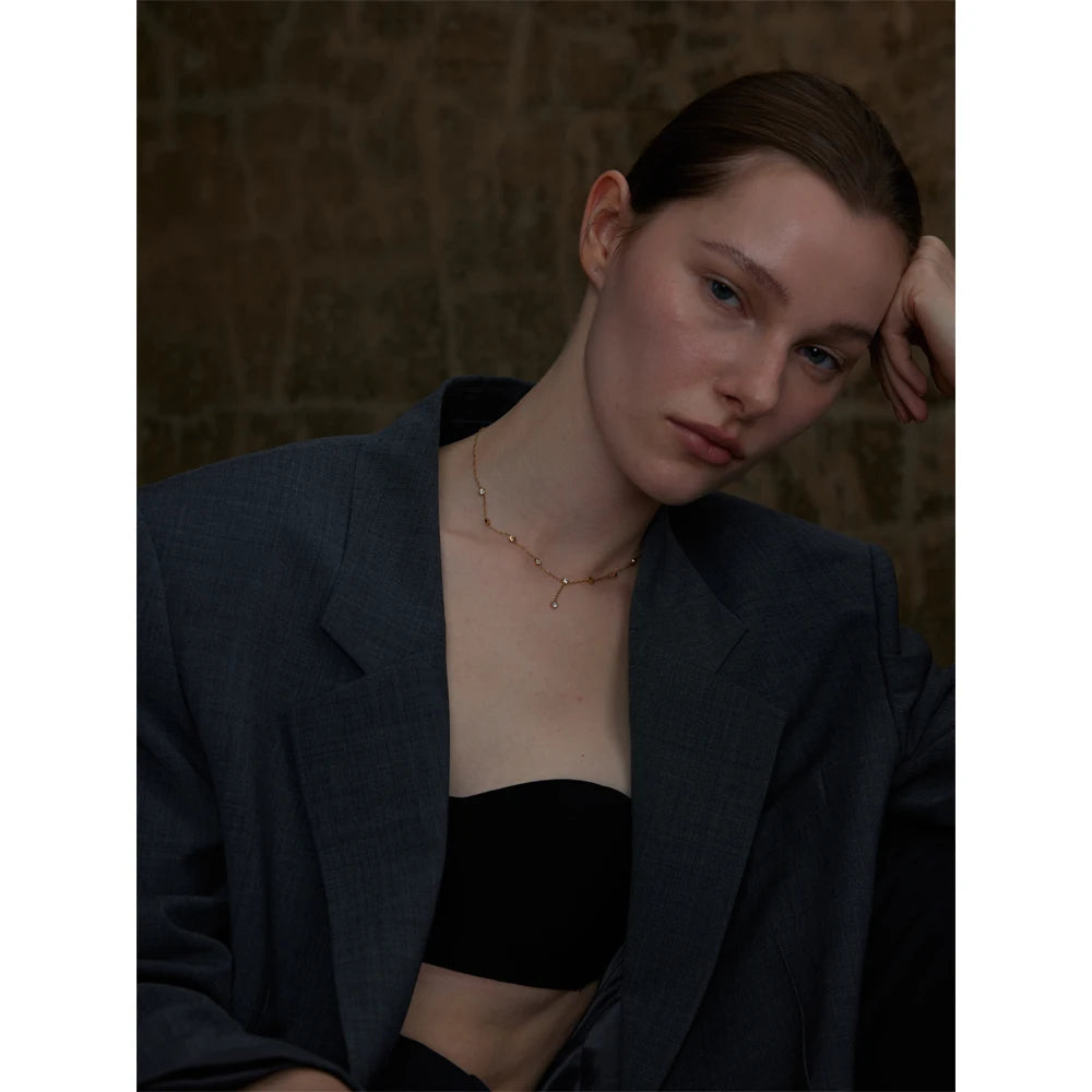 Delicate Zirconia Chain Necklace | Gold & Silver-Tone