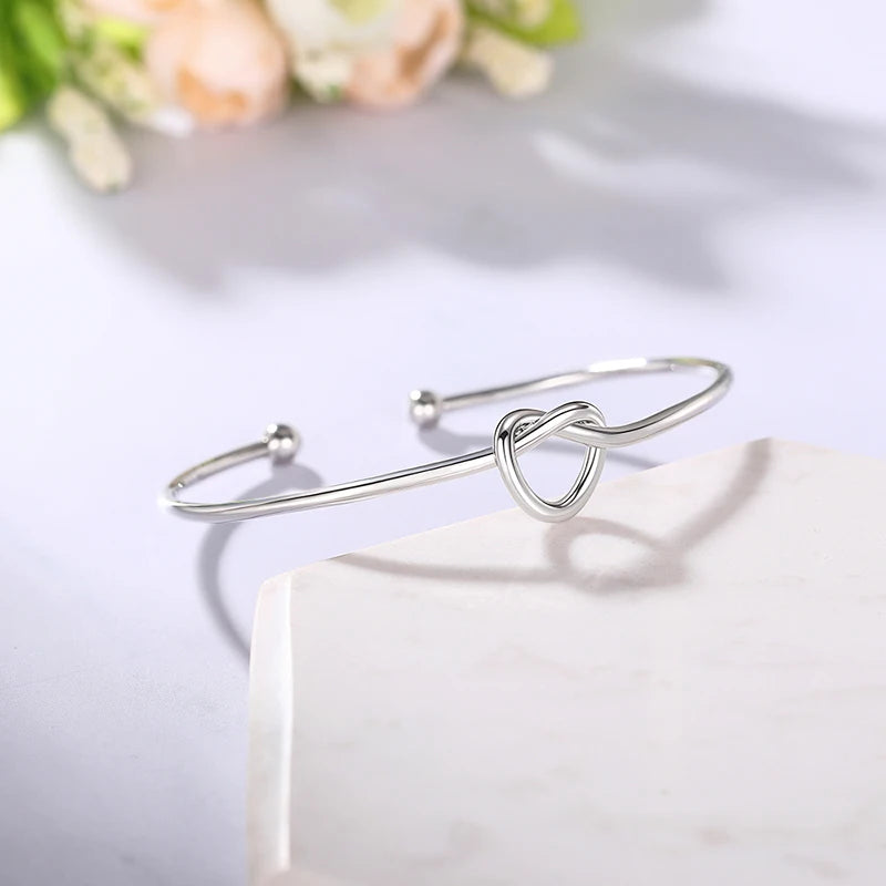 Silver-Tone Knot Open Bangle