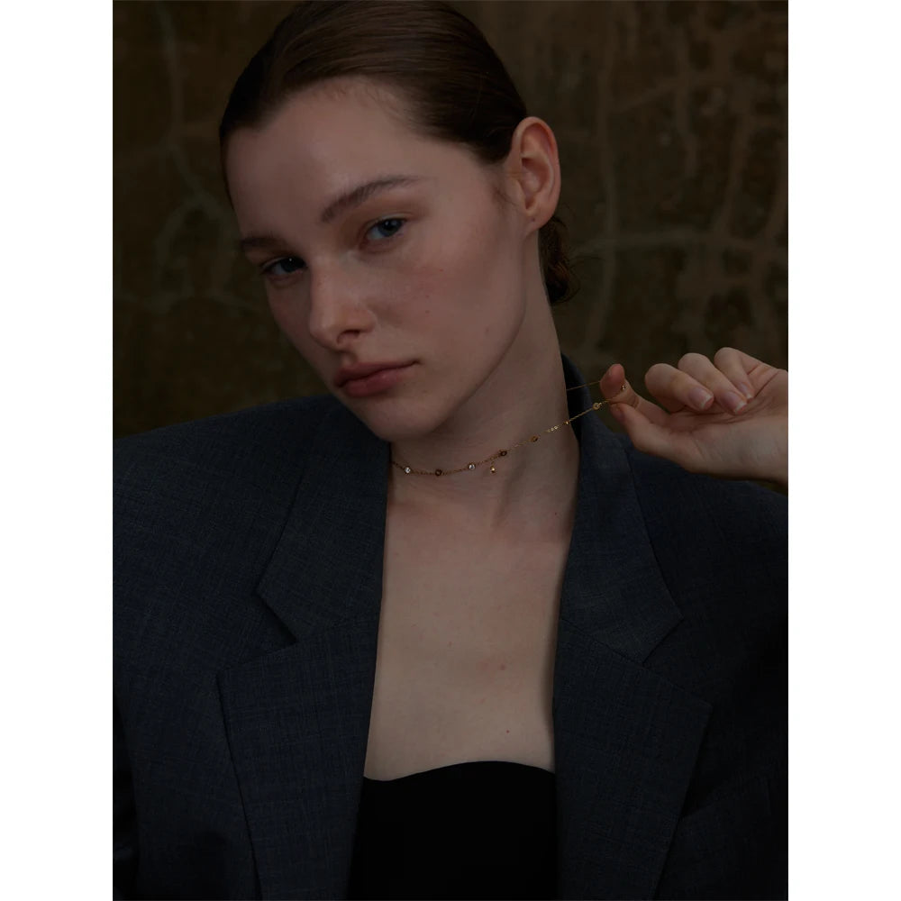 Delicate Zirconia Chain Necklace | Gold & Silver-Tone