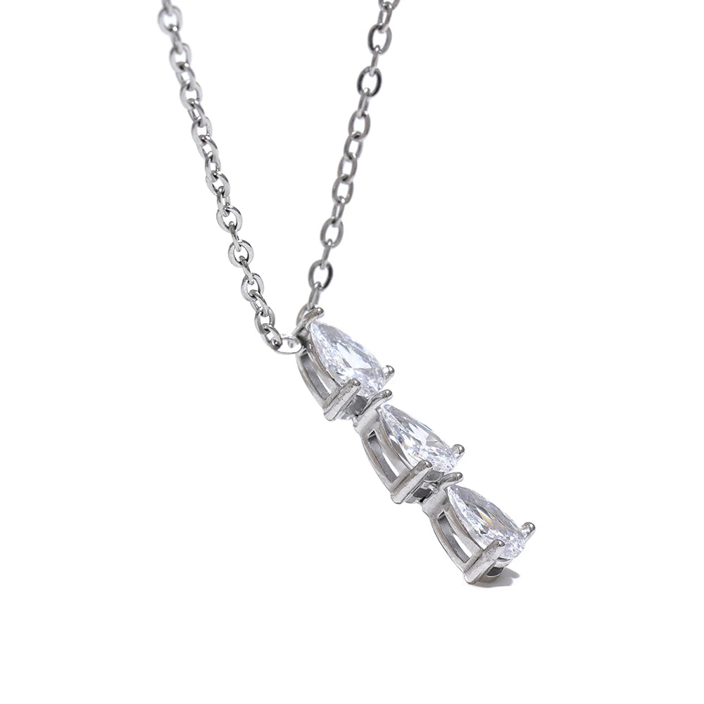 Teardrop Cubic Zirconia Necklace | Gold & Silver-Tone