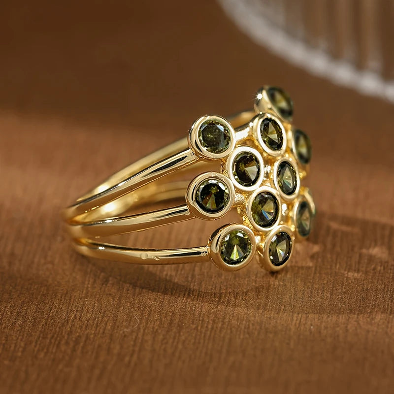Olive Green Cubic Zirconia Wrap Ring