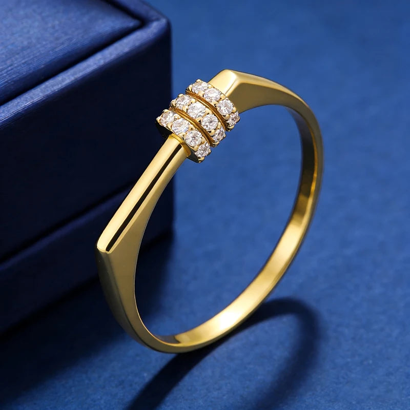 Multi-Row Geometric Cubic Zirconia Ring