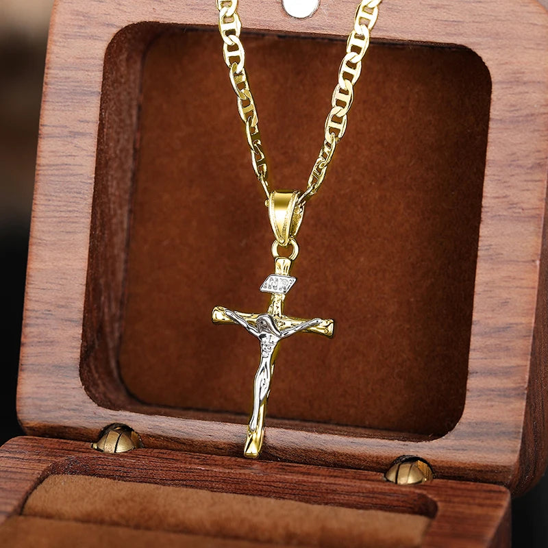 Two-Tone Cross Pendant Necklace | Unisex