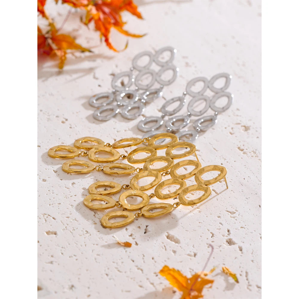 Sculptural Drop Dangle Earrings | Gold & Silver-Tone